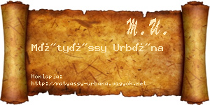 Mátyássy Urbána névjegykártya